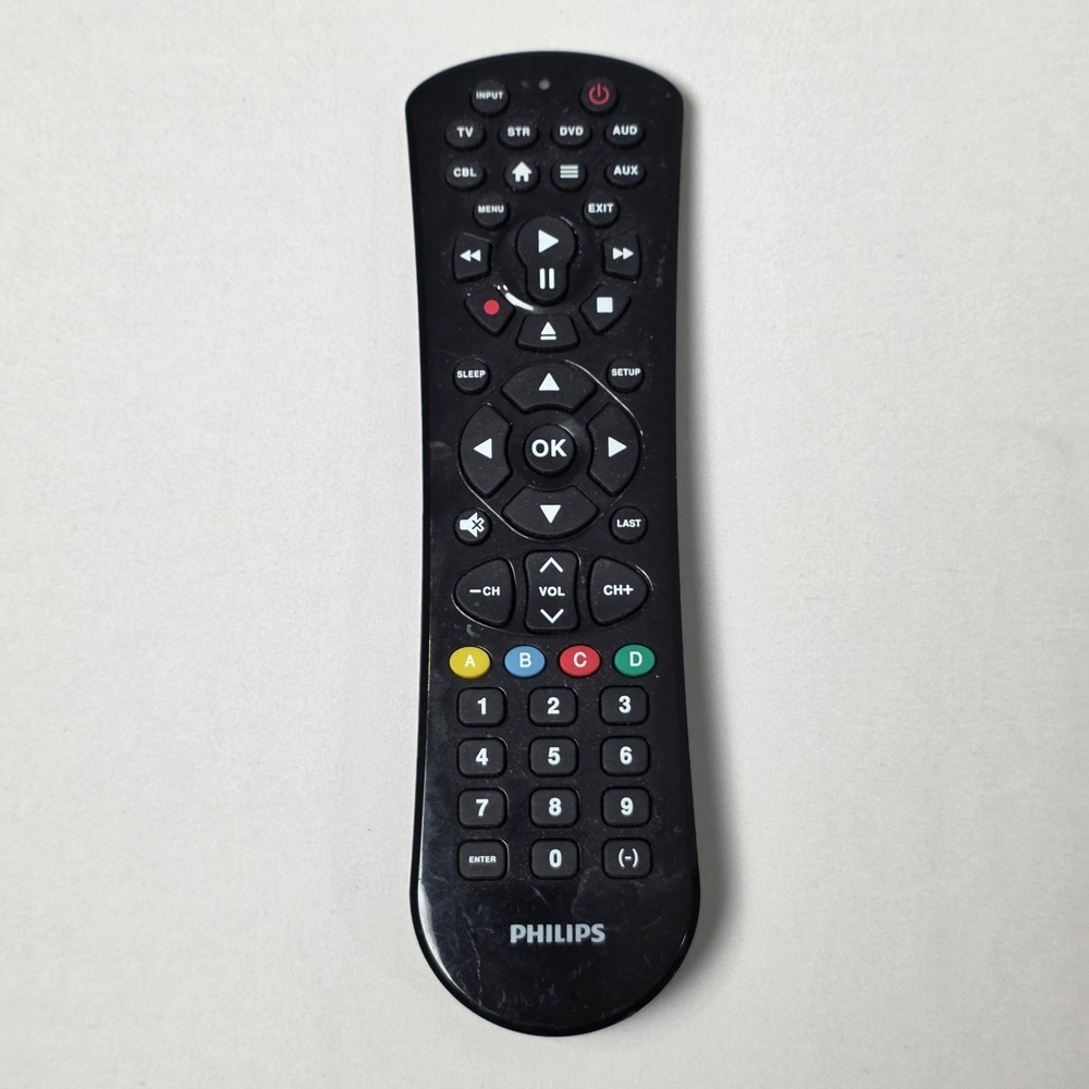Philips Universal Remote Control Black Multi Device TV DVD STR AUD CBL AUX